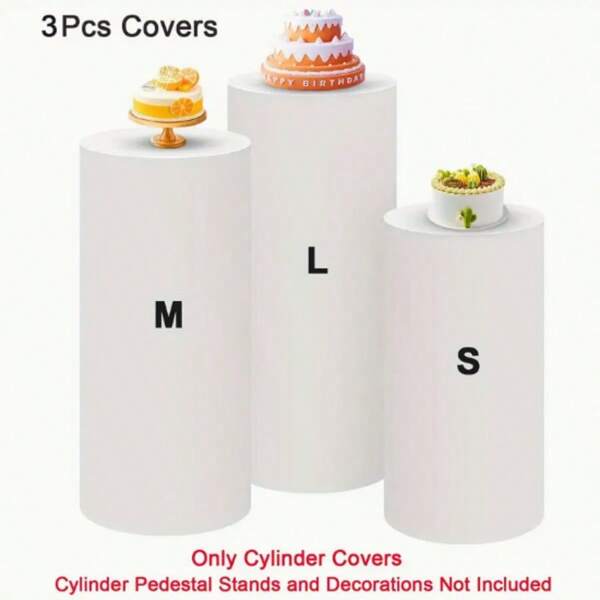 1 Set Plain Cylindrical Stand Cover, Spandex Elastic Pillars Sleeves For Wedding Party, Dessert Table Decor, Fits Cylindrical Tables, Suitable For Wedding Props, Sweets Tables, Birthday Parties, Christmas Events, All Seasons (Frame Not Included)