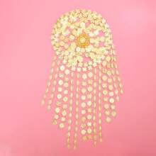1 pièce Nouveau accessoire de danse de coiffe de pièce de monnaie du Moyen-Orient arabe, serre-tête à long franges exagéré pour femmes, couleur or
