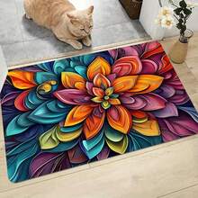 1 件波西米亚复古图案风格地毯，涤纶入口垫，防滑耐用，可机洗，易于护理，适用于客厅、卧室、洗衣房、家居装饰，室内/室外用途多样；