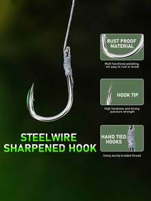 SOUGAYILANG 5pcs/Pack Silver Carp Big Head Carp Spring Double Hook Fishing Spring Hook Line Set Silver Carp Hook Finished Rig Double Hook - Silver - View 5