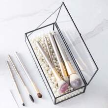 Vintage Covered Glass Box, Rectangular Jewelry Display Storage Box, Makeup Counter Perfume Display Box, Home Decor Box For Souvenirs, Jewelry, Rings, Gifts - Multicolor - View 10