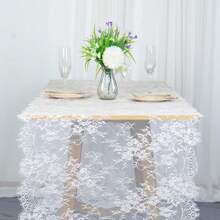 Lace Tablecloth French Lace Table Runner White And Black Floral Lace Edging Tablecloth Romantic Table Runner Wedding Decoration