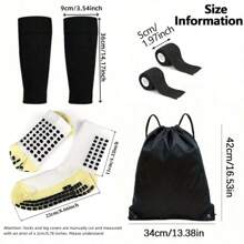 5pcs/Set Football/Soccer Accessories Set, Includes Waterproof Drawstring Bag, Non-Slip Football Socks, Leg Sleeves, Self-Adhesive Sports Bandages, Youth Sports Training High Leg Sleeves