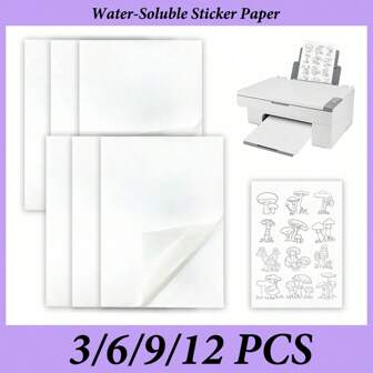 3pcs/6pcs/9pcs/12pcs A4 Size Blank Water-Soluble Embroidery Stable Paper - Printable Medium Weight Paper - Suitable For Manual And Machine Embroidery, Compatible With Printing And Drawing Patterns. Suitable For Manual Sewing Enthusiasts And Beginners.