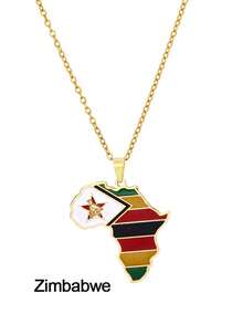 1pc Stainless Steel Hip-Hop African Country Map & Flag Pendant Necklace, Suitable For Women Daily Wear, Gift For Family, Friends, Beach Holiday, Festival, Birthday - Multicolor - View 20