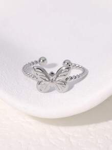 1pc Fashionable Unique Personalized Cute Versatile Stainless Steel Butterfly Ring, Suitable For Women Daily, Parties, Dates