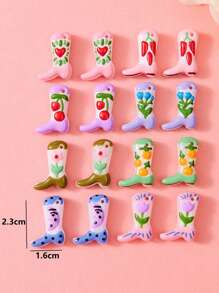 Juego de 1/5/10/20/30/50 piezas de dijes esmaltados pintados a mano de colores múltiples, lindos dijes que incluyen botas, cerezas, chiles, corazones, flores, luna, adecuados para la fabricación de joyas DIY, dijes, collares, aretes, llaveros, regalos para el Día de San Valentín, Día de la Madre