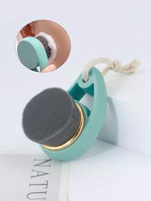 1pc Bamboo Charcoal Comma Makeup Brush, Manual Facial Cleansing Brush, Skincare Makeup Remover Beauty Tool - Green - View 2