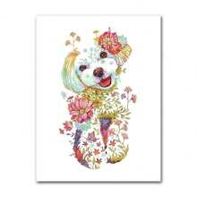 1pc Colorful Cat Dog Rabbit Tiger Animal Canvas Painting Nursery Poster Wall Art Printing Pink Flower Pictures Kid Room Optional Frame ,Wall Art With Frame