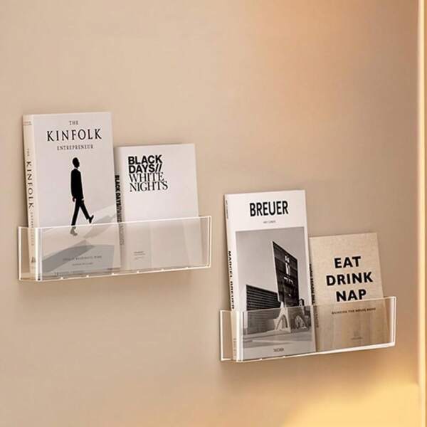 1 pieza Estante transparente y sencillo para exhibir libros/revistas montado en la pared
