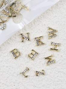 26 pezzi, Charms per unghie con 26 lettere inglesi 3D con strass, accessori per arte di unghie in lega con lettere inglesi, gioielli per decorazioni, accessori fai-da-te per charms, gemme e forniture per unghie
