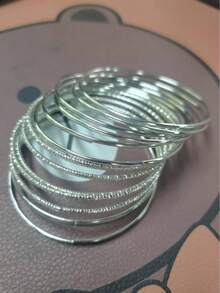 RINTOLER 14pcs Unique Geometric Hollow Woven Bracelet Set (Please Confirm The Product Size Is Suitable Before Purchasing.) - ZJ10288-14 Pieces Silver Bracelet - View 4