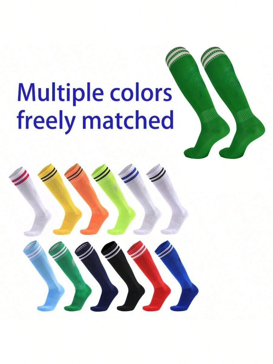 Back To School Gifts For Boys & Girls,Youth Team Sports Knee High Socks For Kids Soccer, Youth And Knee-High Athletic Football Gym Children's Team Boys And Girls Solid Color Striped Knee-High Football Sports Socks, Suitable For 8-12 Years Old Boys - Multicolor - View 1