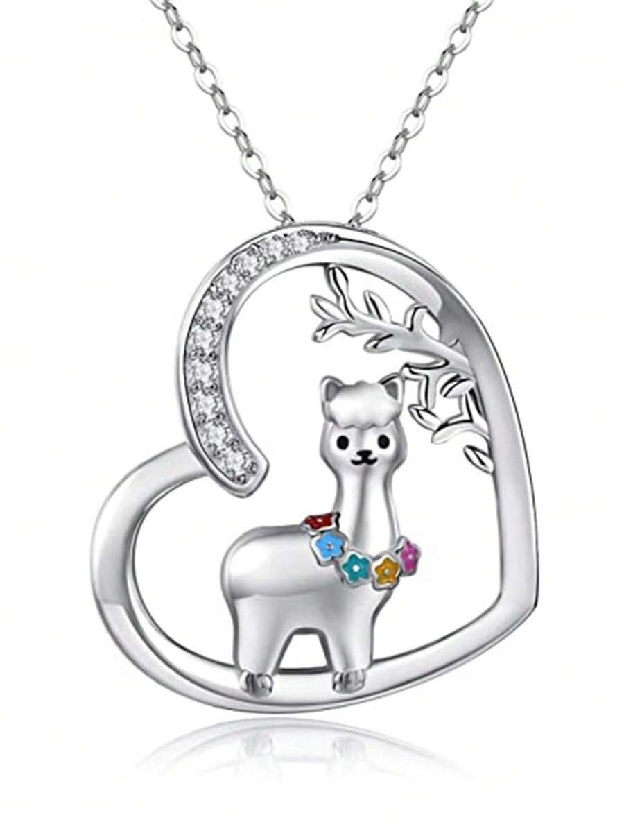 1 pieza Collar con dije en forma de corazón de alpaca linda, crystal falso, apto para uso diario y regalo de cumpleaños