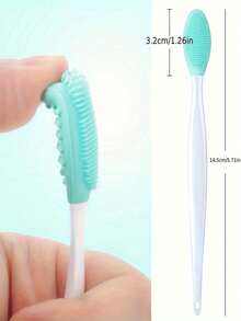 2-In-1 Silicone Facial Cleansing Brush - Gentle Nose & Lip Exfoliating Tool, Soft Dual-Sided Exfoliating Face Scrubber, Formaldehyde-Free, Unscented, For Blackhead And Nose Hair Removal, Gentle Cleansing, ABS Plastic Handles For All Skin Types - Multicolor - View 5