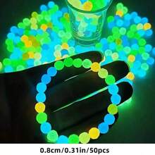 6/8mm 100/50pcs Luminous Multicolor Loose Beads, Used For DIY Bracelets, Necklaces, Pendants, Christmas Ornaments, Jewelry Making, Small Business Supplies And Other Handicrafts, Artworks, Crafts And Sewing Supplies,Valentine's Day Beads
