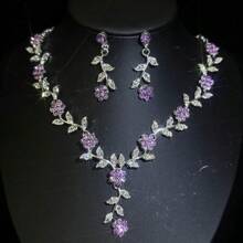 1 Set Damen Schmuckset - Halskette, Ohrringe (3 Stücke), elegantes Strass-besetztes Schmuckset, geeignet für Hochzeit, Bankett, formelle Anlässe