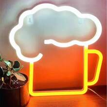 1pc Foam Beer Cup Neon Light, Suitable For Baby Room Decor, Bar Decoration, Girly Fairy Tale Lamp, Birthday Party, Wedding, Party Decor, Small Gift