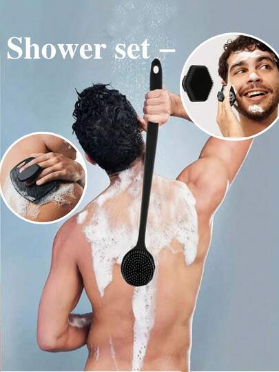 3/1 pieza Cepillo de mano para limpieza del baño, 1 pieza Cepillo de limpieza/Cepillo de baño/Cepillo para exfoliación de espalda, Juego de limpieza portátil para viajes, Material de silicona, Exfoliación suave, Adecuado para todo tipo de piel, Uso diario en el hogar, baño, lavado, limpieza personal