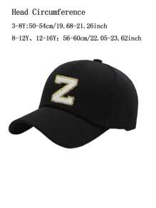 1 Pieza Gorra de béisbol unisex con letra del alfabeto A-Z simple, ajustable, para uso casual al aire libre, sombrero protector solar para niños