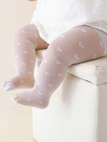 2 件女童婴幼儿心形印花紧身裤，柔软网眼连裤袜，纯色紧身裤，适合日常生活、舞蹈练习、裙子搭配，春夏 - 彩色 - 查看 4