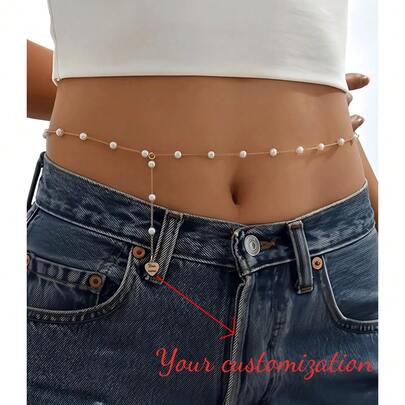 1pc Handmade Heart Body Chain Waist Belly Chain Drop Chain Personalized Minimalist Gold Beachwear Custom Beach Summer Jewelry Name For Women