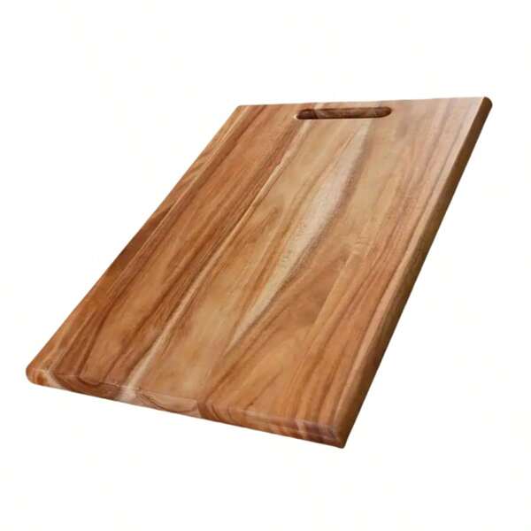 1pc Wooden Cutting Board, Square Acacia Wood Chopping Board, Easy To Clean & Hang, Asymmetrical Shape Serving Tray, Minimalist Design Thick Hardwood Meat, Vegetable, Turkey Carving Board With Handle, Suitable For Mother's Day Gift, All Seasons, Cooling Fruit Slicing