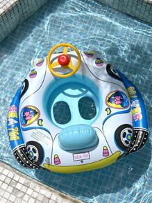 1 pieza Asiento inflable para piscina para niños, Anillo de natación flotante y lindo con forma de asiento, Piscina para niños, Anillo de natación inflable con forma de auto/barco para bañera, Anillo flotante debajo del brazo, Chaleco salvavidas de natación de verano con volante, Rosa/Azul