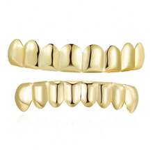 THATBOY 2 peças de acessórios de rapper hip-hop, grelhas de dentes banhadas a ouro 18k, grelhas personalizadas para uso diário e Halloween, adequadas para homens e mulheres
