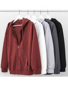Baisica E Comfortable Men's Sweatshirt With Zipper - Burgundy - View 2