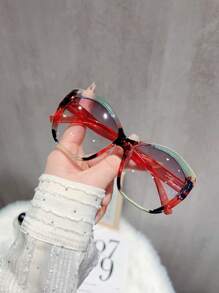 1pc Oversized European And American Style Cat Eye Glasses Frame, Personalized Non-Prescription Glasses Fashion Eyewear For Street Style