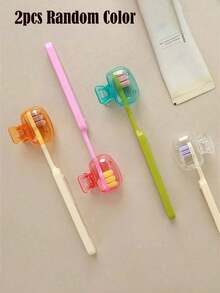 1 pièce/2 pièces/5 pièces Porte-brosse à dents pour la maison, étui de protection contre la poussière portable pour brosse à dents de voyage, clip de protection de tête de brosse à dents portable, clip de rangement de brosse à dents, étui de protection portable pour brosse à dents, boîte de brosse à dents portable, décoration de salle de bain, décoration d'automne, retour à l'école - Multicolore - Voir 11