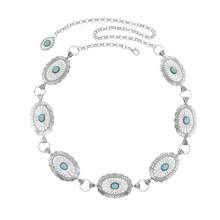 1pc European And American Waist Chain Retro Turquoise Inlaid Belt Decoration Versatile And Simple Bohemian Body Chain