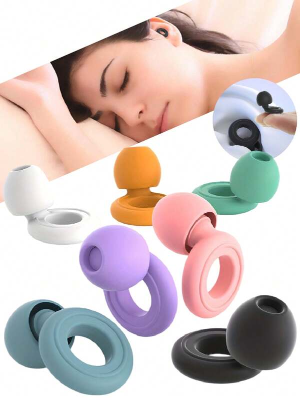 4 Sets - Reusable Silicone Earplugs For Sleeping And Swimming - 35dB Noise Reduction, With 2 Pairs Of Ear Caps, Suitable For Snoring, Studying, Concerts And Hearing Protection