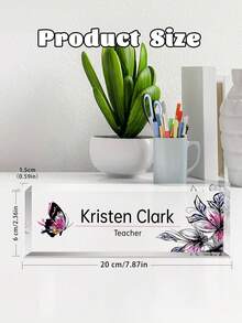 Personalized Floral Acrylic Desk Name Plate, Unique Gift, Customized Office Desk Name Plate | Office Decor | Desk Name Plate | Personalized Gift | Acrylic Plaque - Multicolor - View 6