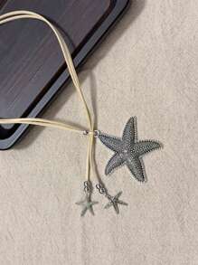 New Starfish Symbol Beach Necklace For Women, Minimalist Retro Boho Style Necklace