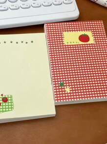 50 Blatt/100 Seiten süßes Tomaten Blanko Notizbuch, mini tragbarer Memo Block, Skizzenbuch, Tagebuch, Schulmaterial, Schulanfang