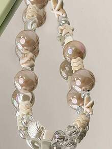 Handmade Beaded Faux Pearl Shell Starfish Personalized Phone Lanyard, DIY Hanging Accessory For CCD Camera, Spring/Summer Gifts For Mother, Family, Friends, Birthday, Holiday Phone Charm, Phone Chain - Multicolor - View 3