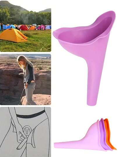 1/10 件便携式可重复使用硅胶女性排尿装置，应急厕所，户外旅行露营女性小便漏斗