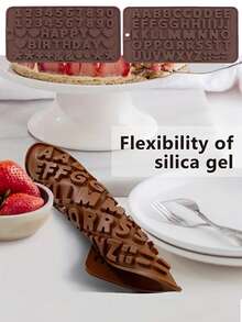1 pièce Moule alphanumérique en silicone - Le choix idéal pour la cuisson et la fabrication de chocolat personnalisées. Moules alphanumériques en silicone, moules flexibles, moules faciles à nettoyer, ustensiles de cuisson, ustensiles de cuisine, moules à aliments personnalisés, préparation de desserts et gras, moules à pâtisserie - Multicolore - Voir 4
