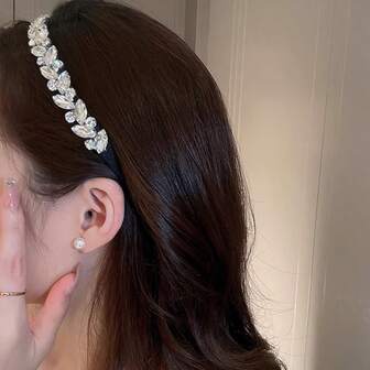 1 件水钻头带，优雅设计，高端奢华氛围，简约精致防滑发饰，发带，发箍