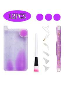 Diamond Painting Tray Art Kit, Gradient Color Tray Combination, Including Brush, Glue Clay And Glitter Resin Dot Diamond Pen