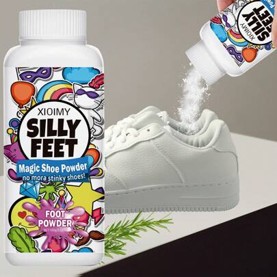 Xioimy 100g Foot & Shoe Deodorizer Powder, Enriched With Vitamin E & Rosemary, Removes Odor, Low-Irritation Sweat-Wicking Formula Suitable For All Skin Types, Keeps Feet Fresh & Cool, Cartoon Designed Deodorizer Powder