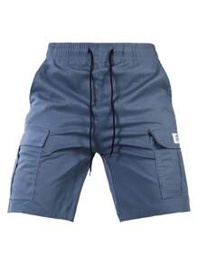 Pantaloncini cargo con vita elastica e coulisse, tasche grandi, pantaloni casual estivi da esterno unisex