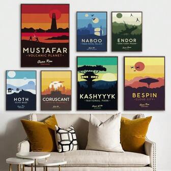 1pc Star Planet Poster Kids Gift Wall Art Canvas Print Modern Movie Wars Cover Landscape Painting Room Home Decor Optional Frame ,Wall Art With Frame