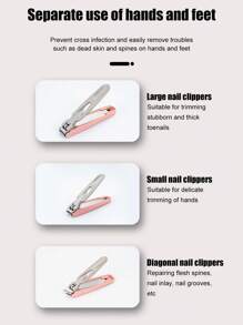 1pc Hollow Stainless Steel Nail Clipper With Anti-Splash Function And Nail Debris Collection Design, Available In 3 Sizes And Colors, Home Manicure Tool