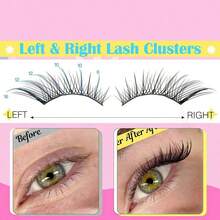 60Pcs D Curl Natural Eyelash Extension Kit, DIY Eyelash Volume Wispy 3D Cat Eye Lash Clusters C/D Curl Individual Lashes Set, Natural Lashes - D - View 8