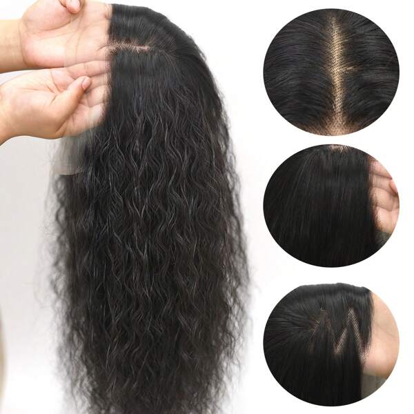 26 Inch 200% Density 13x4 HD Black Lace Frontal Wig Long Deep Wave Wig Synthetic Heat Resistant Fiber Hair Wigs Premium Cruly Natural Black 13*4 Hairpiece For Women With HD Transparent Lace Water Wave Wigs