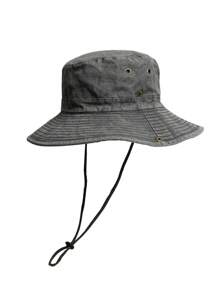 1pc Men's New Solid Color Patchwork Brim Washed Vintage Fishing/Hiking Hat, Outdoor Sun Protection Hat For Daily Wear