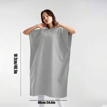 1pc Super Soft Microfiber Beach & Swimwear Hooded Robe Towel, Adult Solid Color Bathrobe, Quick Drying